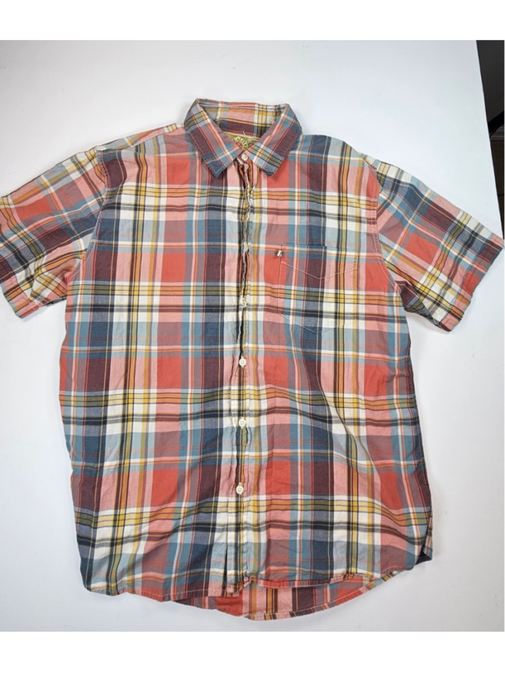 Polo Ralph Lauren Shirt Mens XL Madras Plaid Short Sleeve Button Down Cotto